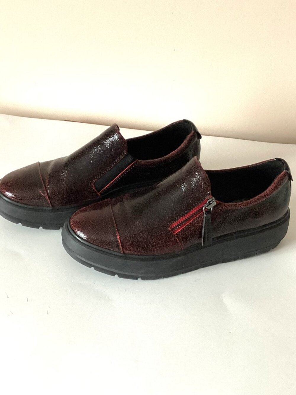 Geox Women's Slip-on Platform Burgundy Sneakers Size US 8 Shoes